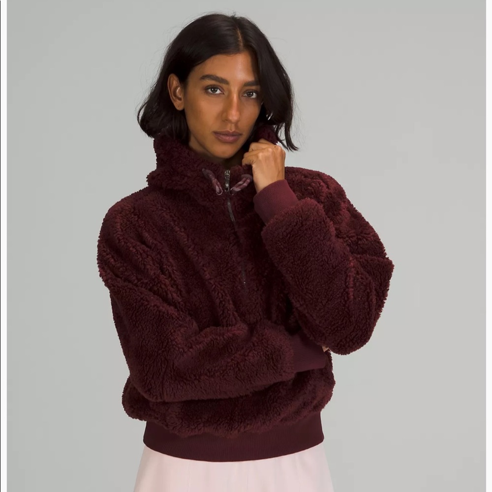 Lululemon red merlot textured fleece half zip